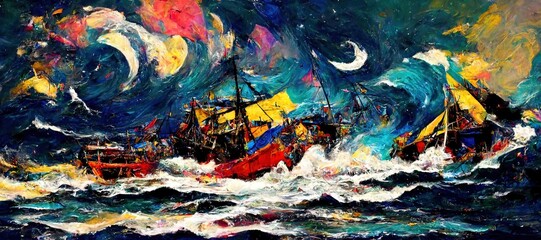 abstract ship painting