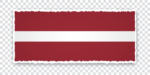 vector illustration of torn paper banner with flag of Latvia on transparent background - obrazy, fototapety, plakaty
