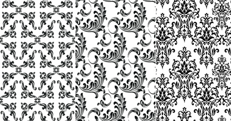 Oriental vector damask patterns for greeting cards and wedding invitations.