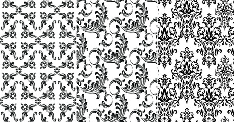 Oriental vector damask patterns for greeting cards and wedding invitations.