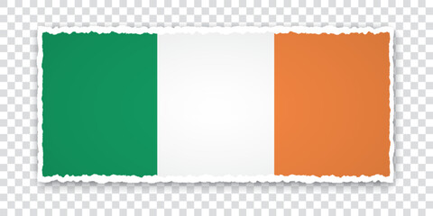 vector illustration of torn paper banner with flag of Ireland on transparent background