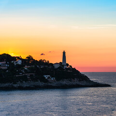 Sunrise over Cap-Ferrat Lighthouse, French Riviera, France, Europe
