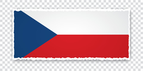 vector illustration of torn paper banner with flag of Czech Republic on transparent background