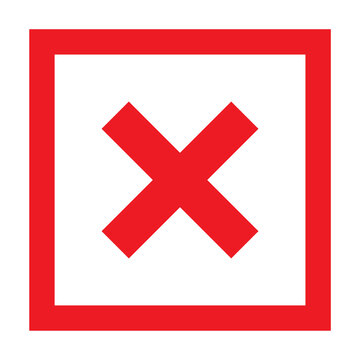 Cross mark flat icon. Vector illustration. Deny and error sign in box. Vector logo for web design and infographic isolated on white background