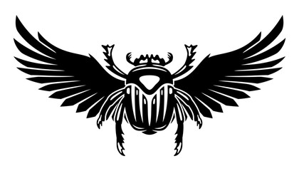 Dung beetle scarab icon on white background.	