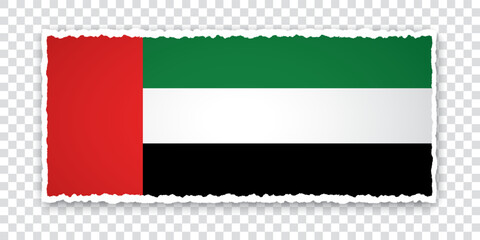 Obraz premium vector illustration of torn paper banner with flag of United Arab Emirates on transparent background