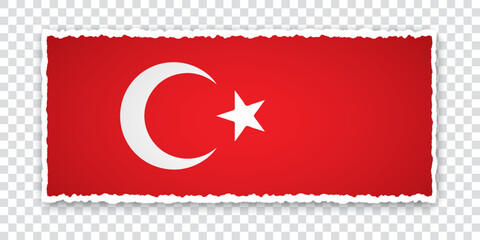 vector illustration of torn paper banner with flag of Turkey on transparent background