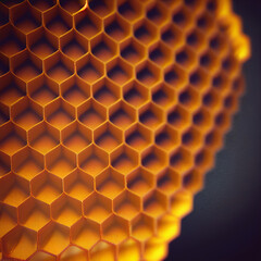 3d illustration of a yellow honeycomb