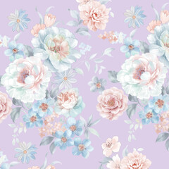 high-quality set of various watercolor flowers 