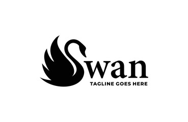 Swan simple flat logo design vector