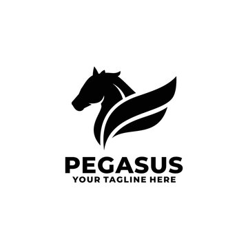 Pegasus simple flat logo design vector
