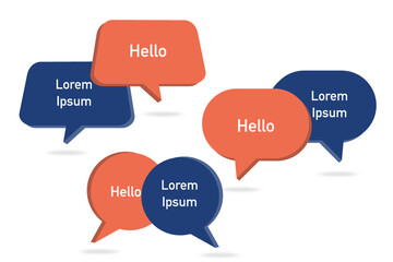 group of blank orange and blue speech bubble icon on white background