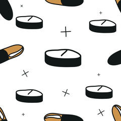 Seamless tattoo pattern. A set for a tattoo artist. Brutal vector illustration. Orange-black picture. Halloween. Minimalism.