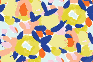 bright contrast multicolored floral pattern with brush strokes of paint