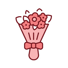 Bouquet of flowers line color icon. Flowers agency.