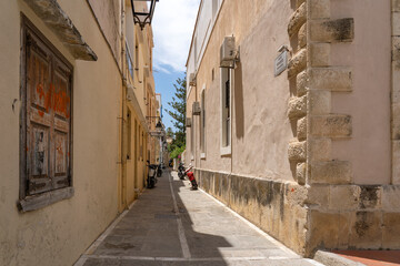 One of the many cozy alleys (Minoos street) in Rethymno, Crete, Greece