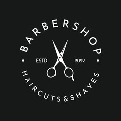 Creative and simple classic haircut salon scissors template Logo design isolated on black and white background.For business, barbershop, salon, beauty.