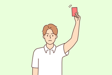 Angry male referee show red card