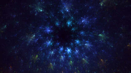 3D rendering abstract multicolor fractal light background