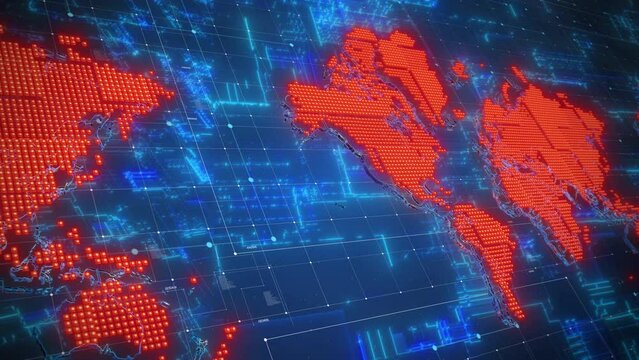 Digital World Map News Looped Background