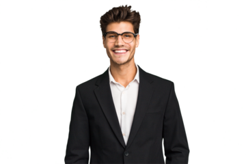 Young caucasian business man isolated happy, smiling and cheerful.