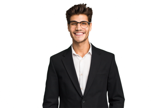 Young caucasian business man isolated happy, smiling and cheerful.