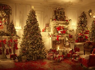 christmas living room and presents