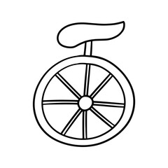 Monochrome image, unicycle for performing tricks, vector cartoon © Nat