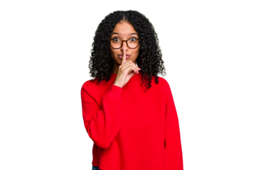 Young cute brazilian woman isolated keeping a secret or asking for silence.