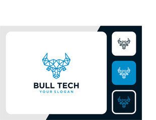 bull logo design with technology and power
