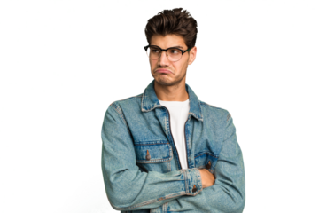 Young caucasian handsome man isolated tired of a repetitive task.