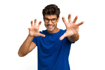 Young caucasian handsome man isolated upset screaming with tense hands.