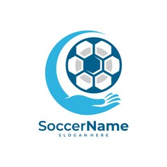 Care Soccer logo template, Football logo design vector