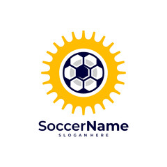 Sun Soccer logo template, Football logo design vector