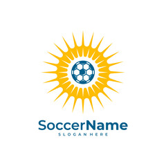 Sun Soccer logo template, Football logo design vector