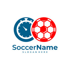 Obraz premium Time Soccer logo template, Football logo design vector