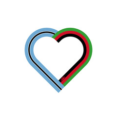 friendship concept. heart ribbon icon of botswana and malawi flags. vector illustration isolated on white background