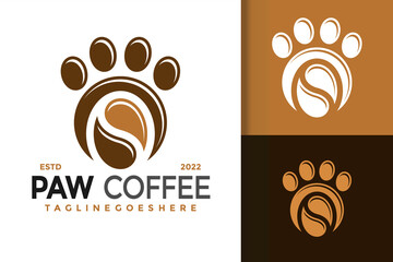 Paw Coffee Logo Design, brand identity logos vector, modern logo, Logo Designs Vector Illustration Template