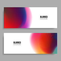 Horizontal banners. Set of blurred backgrounds with multicolored soft color gradients for your creative graphic design. Vector illustration.