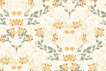 Beautiful floral motif. flowers intertwined in a seamless pattern on a gentle background