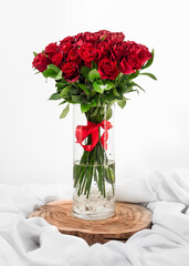 bouquet of red roses flowers isolated on white background