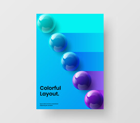 Isolated 3D balls journal cover illustration. Unique front page design vector concept.