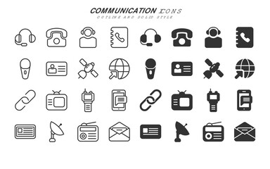Communication Icons Outline and Solid Style