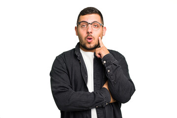 Young caucasian man isolated having some great idea, concept of creativity.