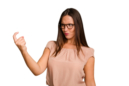 Young caucasian cute woman isolated pointing with finger at you as if inviting come closer.