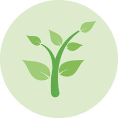Twig icon with leaves, green color concept of ecology.Vector illustration in flat style. eco.