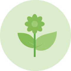 Flower icon, green color ecology concept.Vector illustration in flat style. eco.