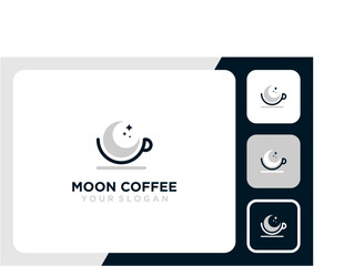 coffee logo design with cup and moon