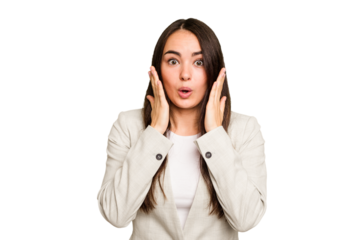 Young caucasian woman isolated on green chroma background being shocked, she has remembered important meeting.