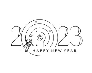 2023 Happy New Year Text Typography Design Poster, template, brochure, decorated, flyer, banner design.